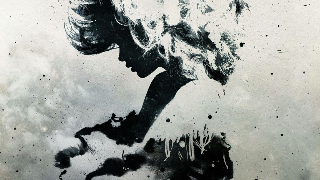 Monochromatic Abstract Portrait Wallpaper: Depth & Emotion in Art