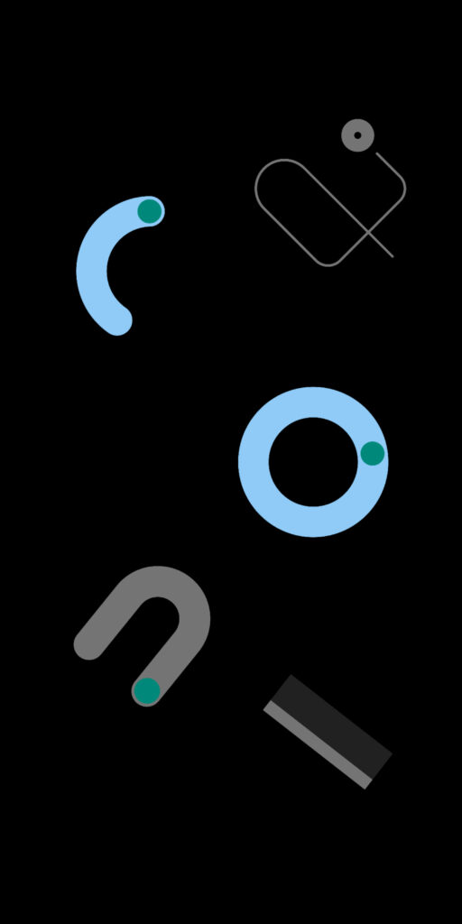 Abstract Monochrome Design for Google Pixel 4a - Minimalistic Gray and Blue Shapes on Dark Background Wallpaper