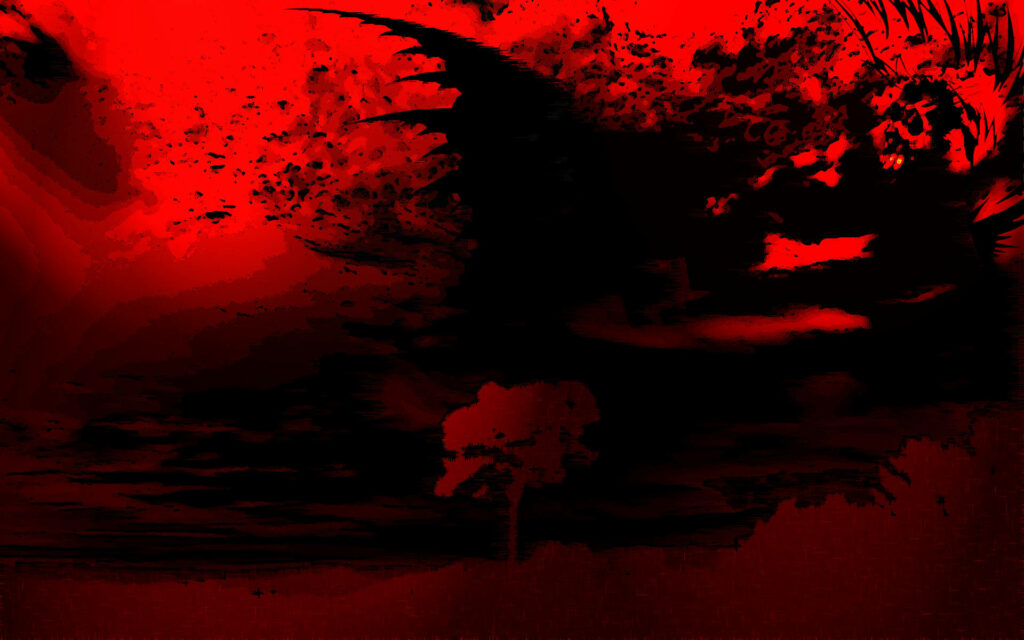 Abstract Montage of Vibrant Reds and Sleek Blacks Wallpaper