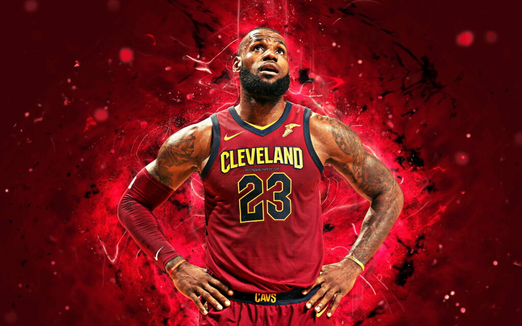Neon Illumination: LeBron James Enigmatic Essence Captured in Abstract NBA Artwork Wallpaper