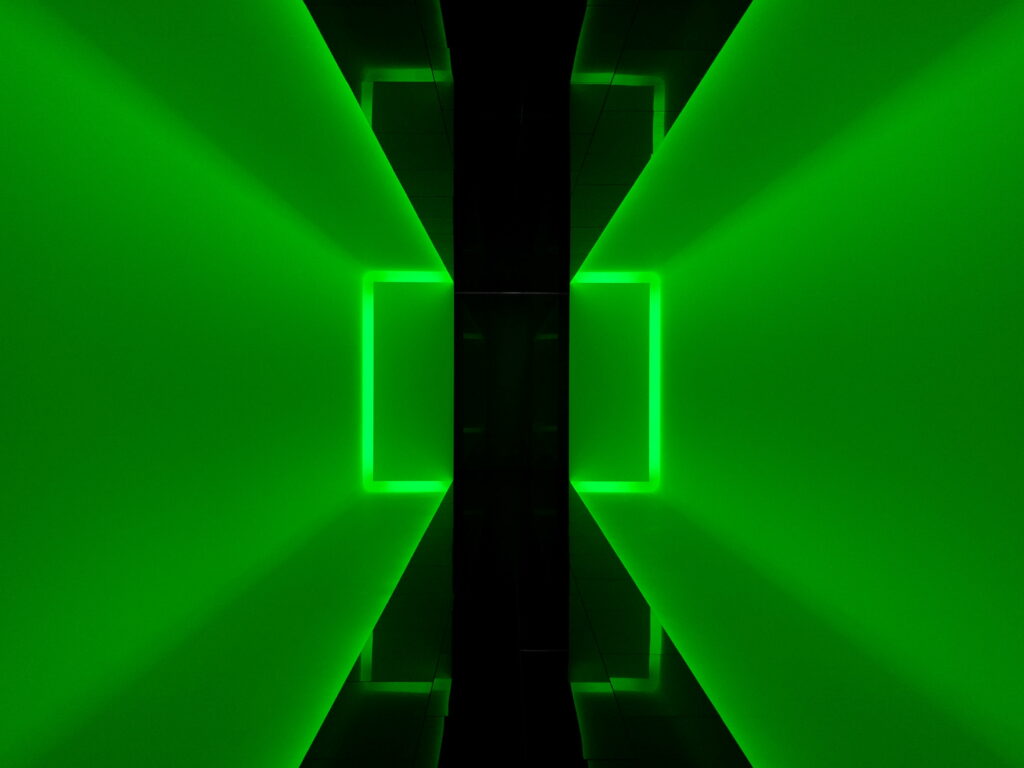 Neon Green Square: Abstract Illumination Set as QHD Wallpaper Background
