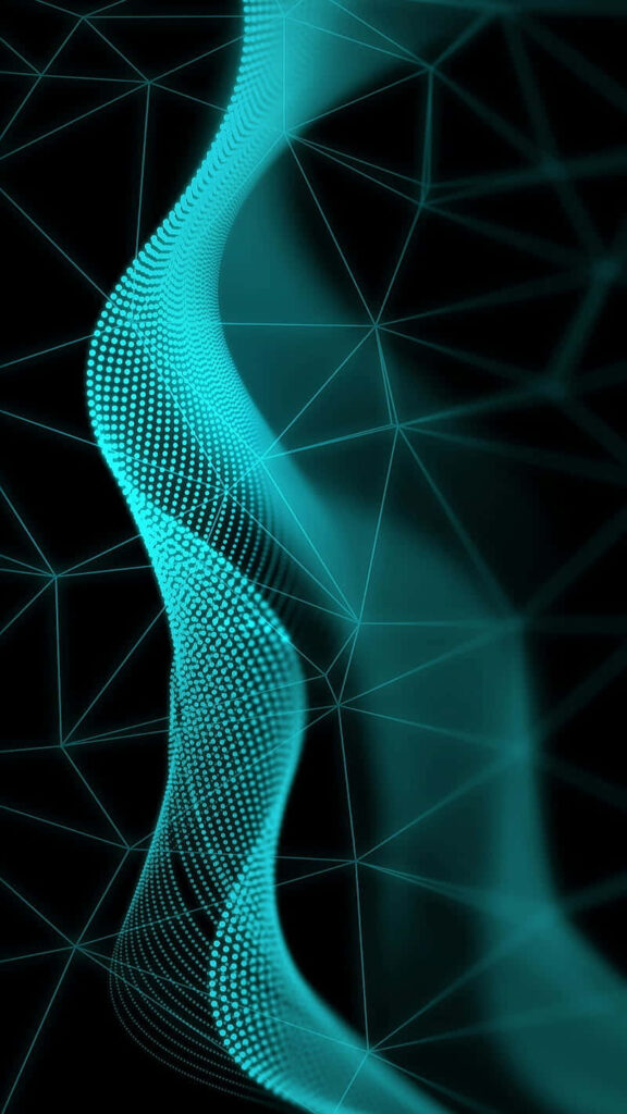 Futuristic Neon Wave Wallpaper: Turquoise Design on Dark Background