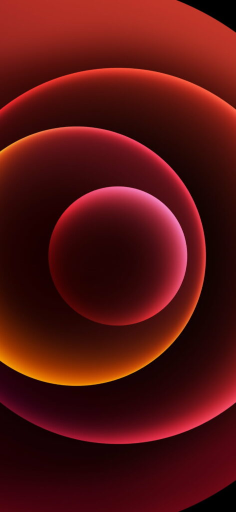 Apple iPhone 12 Pro wallpaper with minimalist dark red orbs on deep black modern background