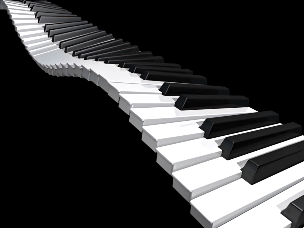 “Abstract Wavy Piano Keys Wallpaper – Dynamic Black & White Design”
