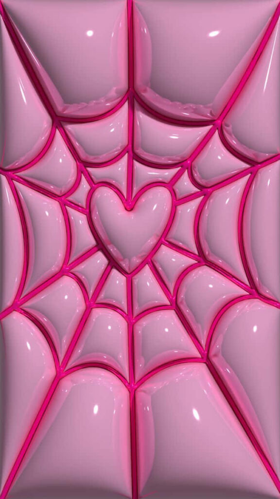 3D Pink Heart Wallpaper: Abstract Design with Glossy Finish