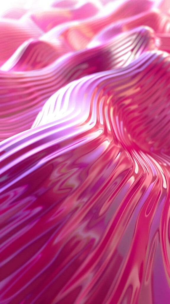 Dynamic Pink Abstract Wallpaper with 3D Wave-Like Patterns