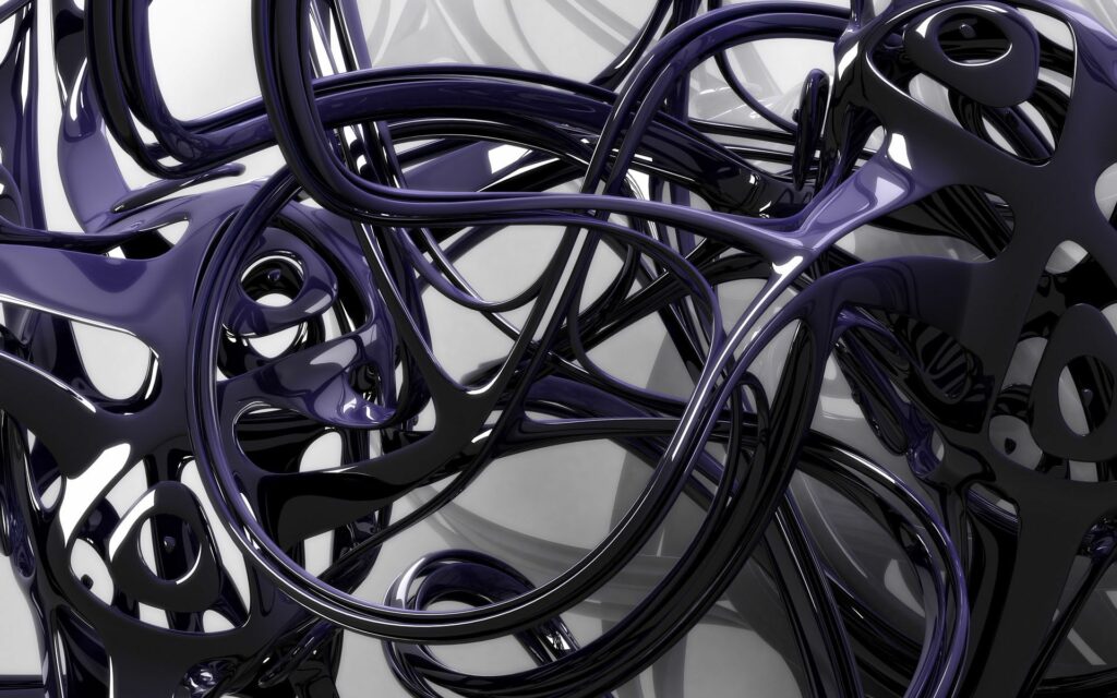 Abstract Metallic Purple Wallpaper: Intricate Design & Glossy Finish
