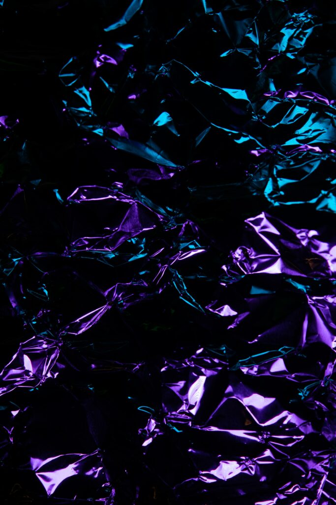 Abstract Crinkled Foil Wallpaper in Striking Purple & Blue - 2400x3600