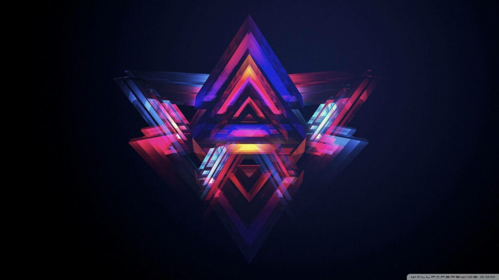 Vibrant Digital Abstractions: A Stunning PC Background Filled with Colorful Pyramids and Triangles Wallpaper