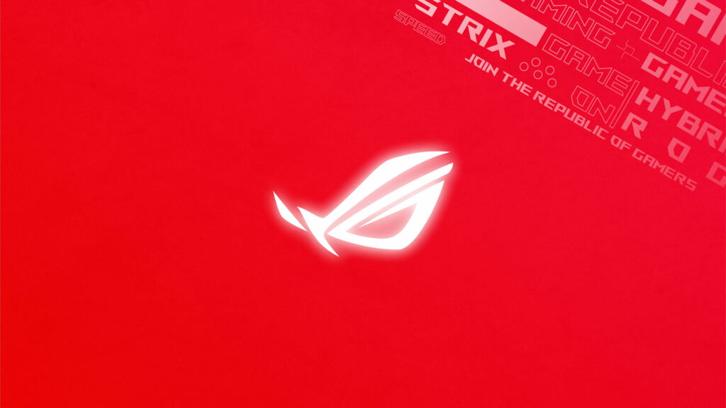 Crimson Gaming Emblems: Captivating ASUS Republic of Gamers Logo in HD Abstract Wallpaper