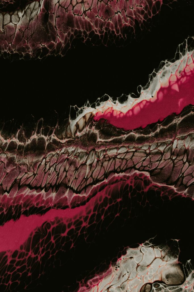Dynamic Abstract Wallpaper: Deep Red Paint Stains & Intricate Patterns