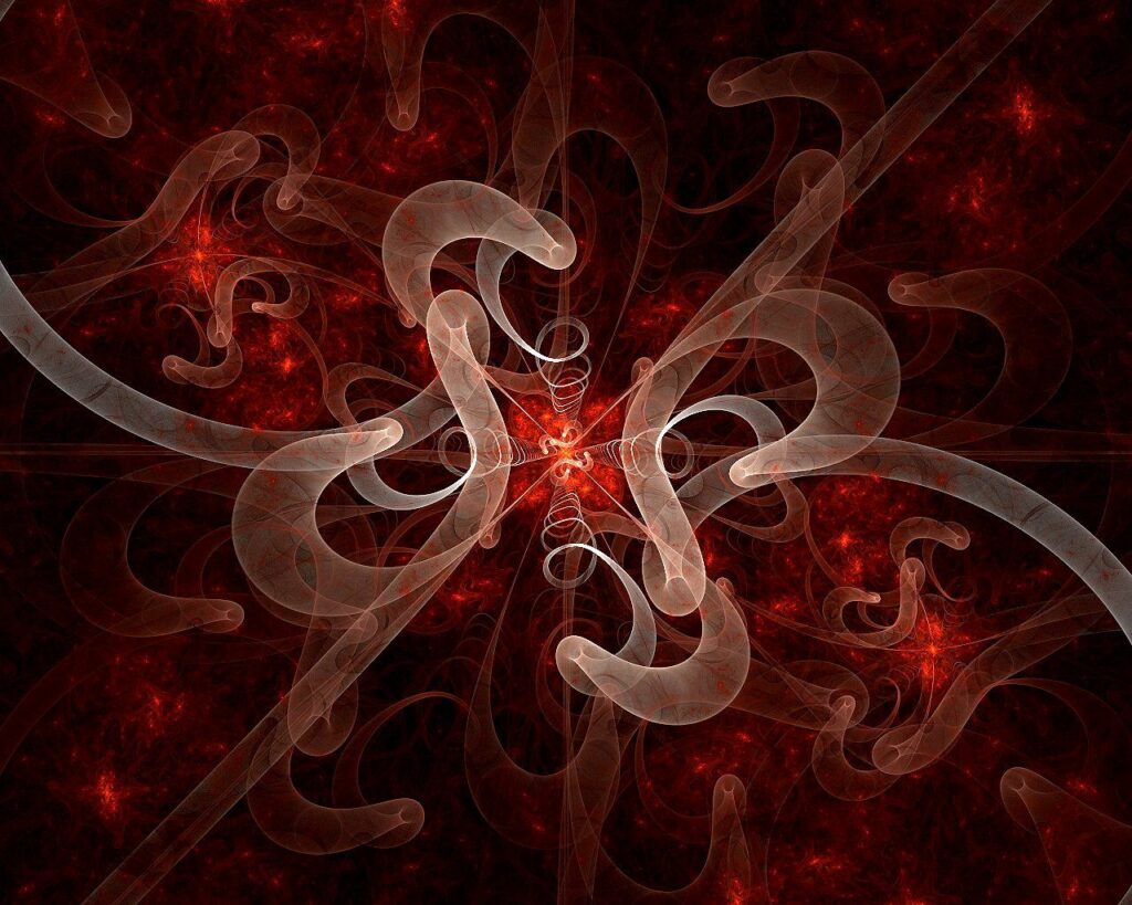 Intricate Red & White Fractal Wallpaper for Captivating Background