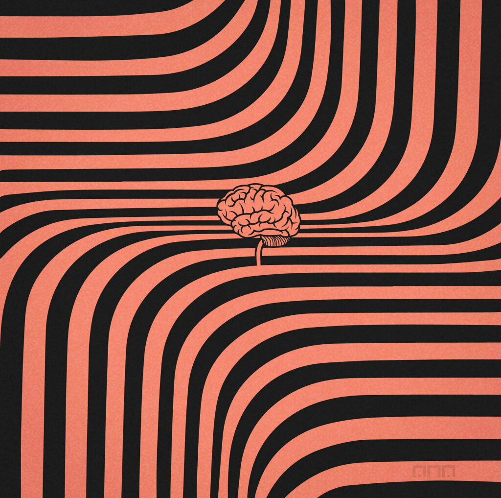 Red & Black Abstract Wallpaper: Hypnotic Cerebral Cortex Design