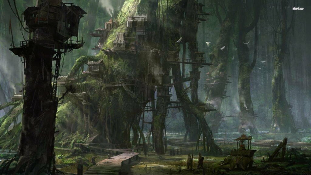 An Abstract Vision of a Scary Fantasy Forest in HD Wallpaper
