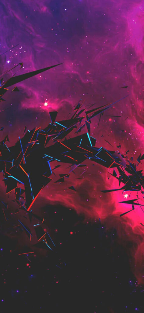 Shattered Glass Abstract Wallpaper: Cosmic Pink & Purple Background