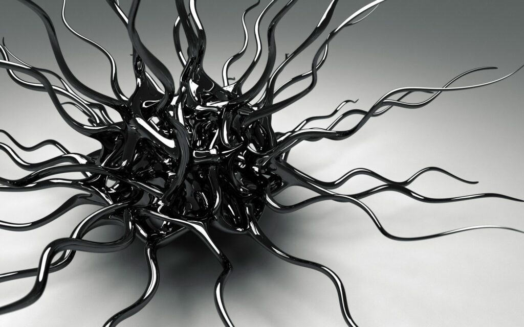 Abstract Twisted Black Metal Wallpaper - Modern Dynamic Background