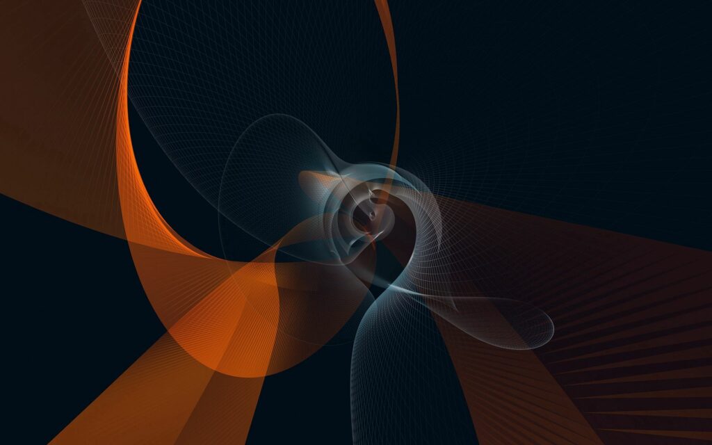 Abstract Smoke-Inspired Wallpaper: Dark Background, Orange & Grey Lines