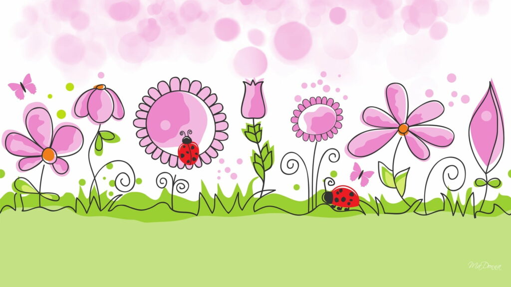 Blossoming Abstract Garden: Vibrant Spring Vector HD Wallpaper