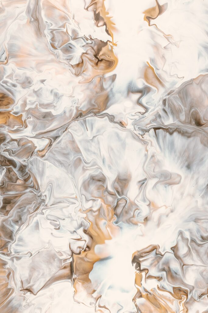 Abstract Fluid Wallpaper: Swirling White & Brown Design Background