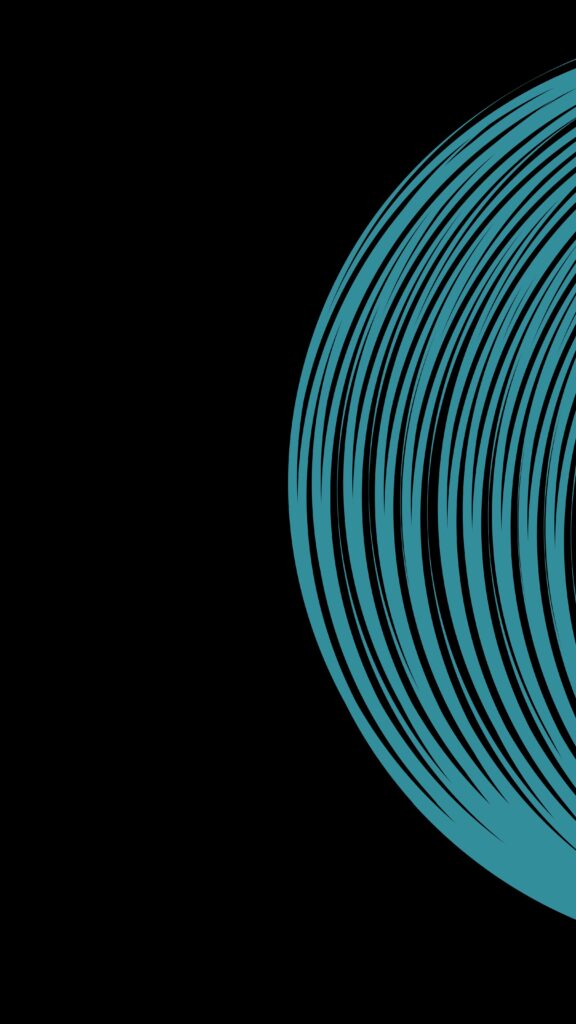 Teal Abstract Circular Lines Wallpaper on Black Background