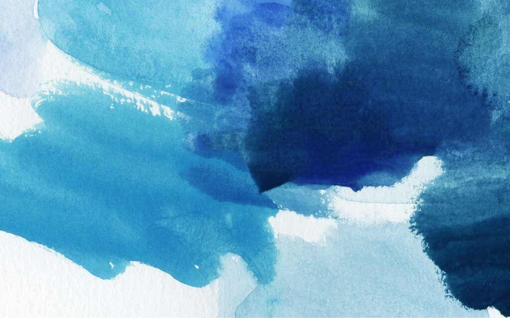 Serene Hydration: Abstract Blue Watercolor on White Canvas - Macbook Pro Aesthetic Background Wallpaper