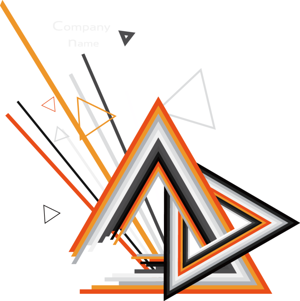 Bold Triangular Abstract Wallpaper in Black, White, Orange & Gray