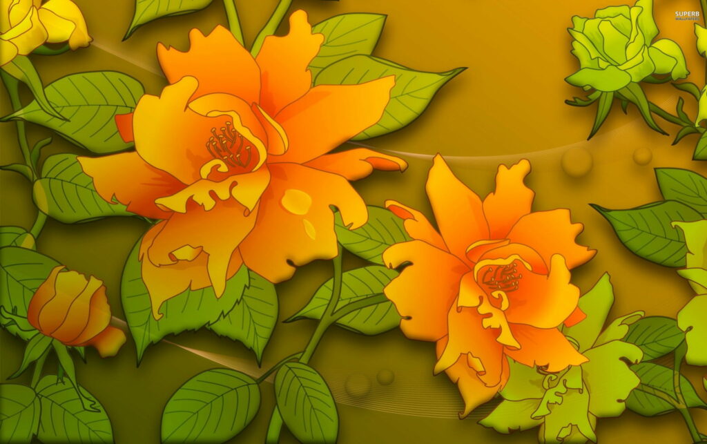 Abstract Yellow Rose Vector - Vibrant Floral QHD Wallpaper