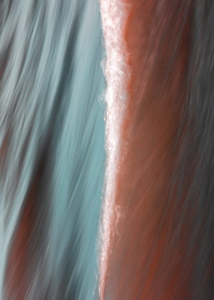 Dynamic Abstract Wallpaper: Soft Teal & Rust Vertical Stripes