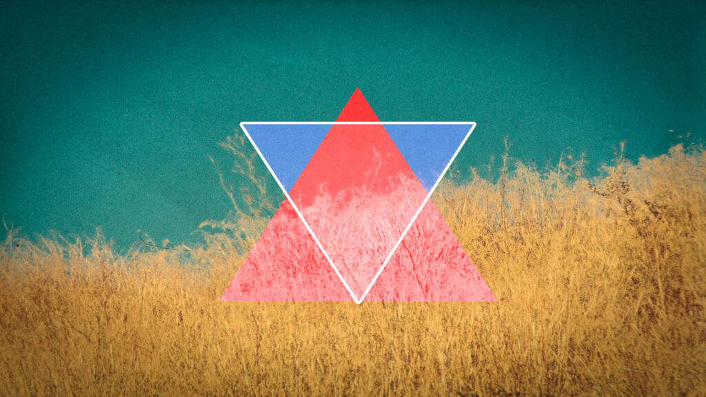 Abstract Triangle Wallpaper: Golden Grass Under Teal Sky Background