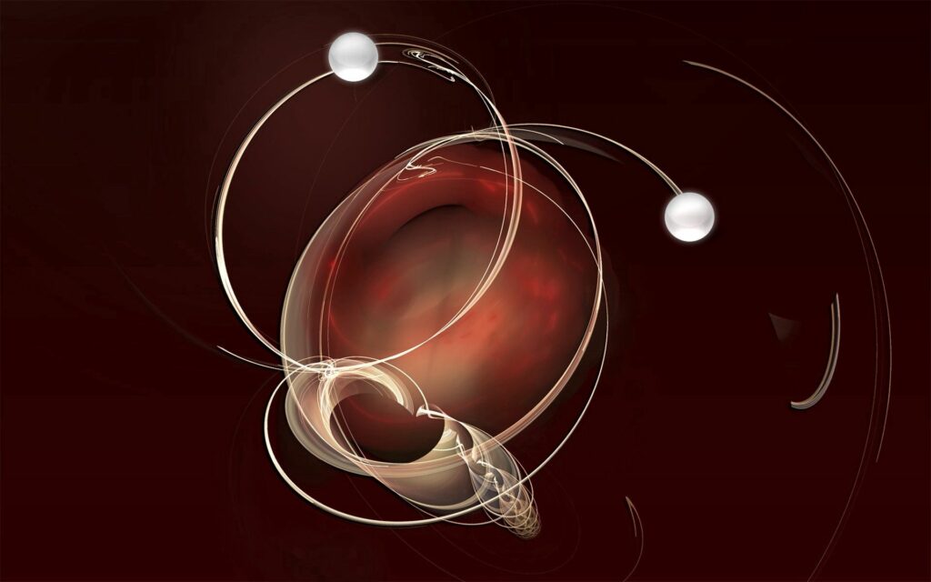 Abstract Dark Background Wallpaper with Intersecting Circles & Wavy Lines