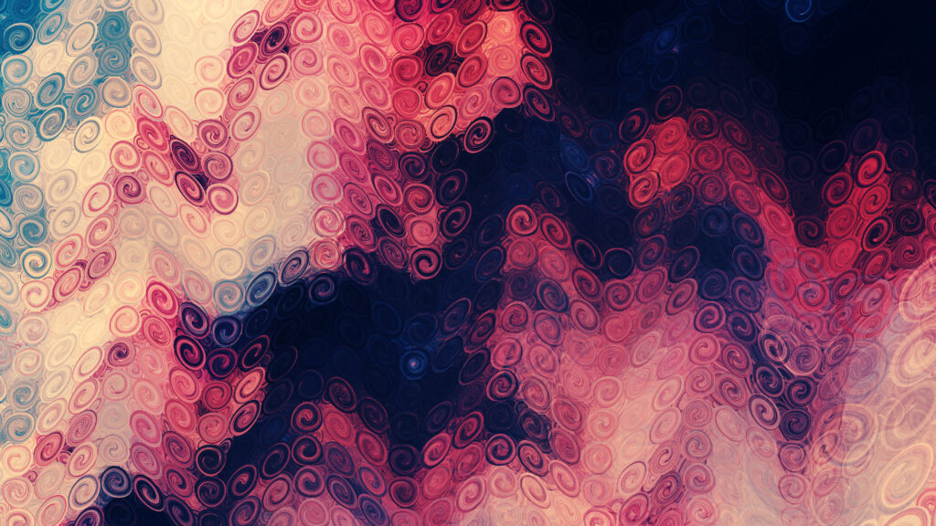 Intricate Abstract Wallpaper with Spirals in Warm Rosy Hues