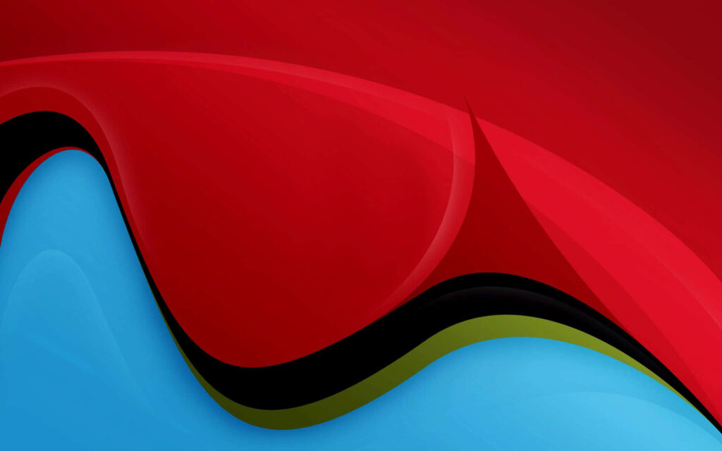 Vibrant Abstract Waves Wallpaper in Bold Red, Blue, Green & Black