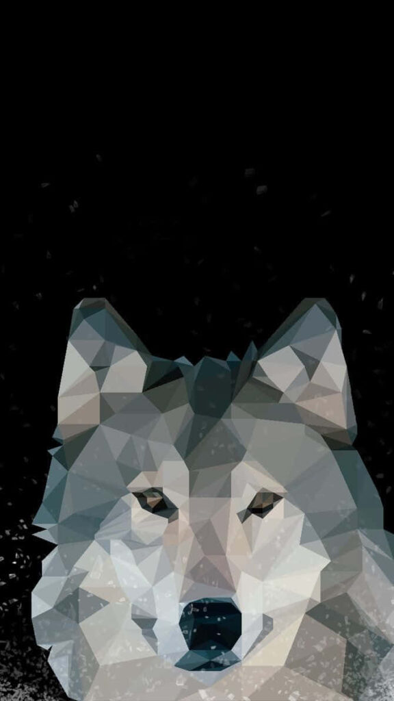 Modern Wolf Geometric Wallpaper: Low-Poly Dark Background Art