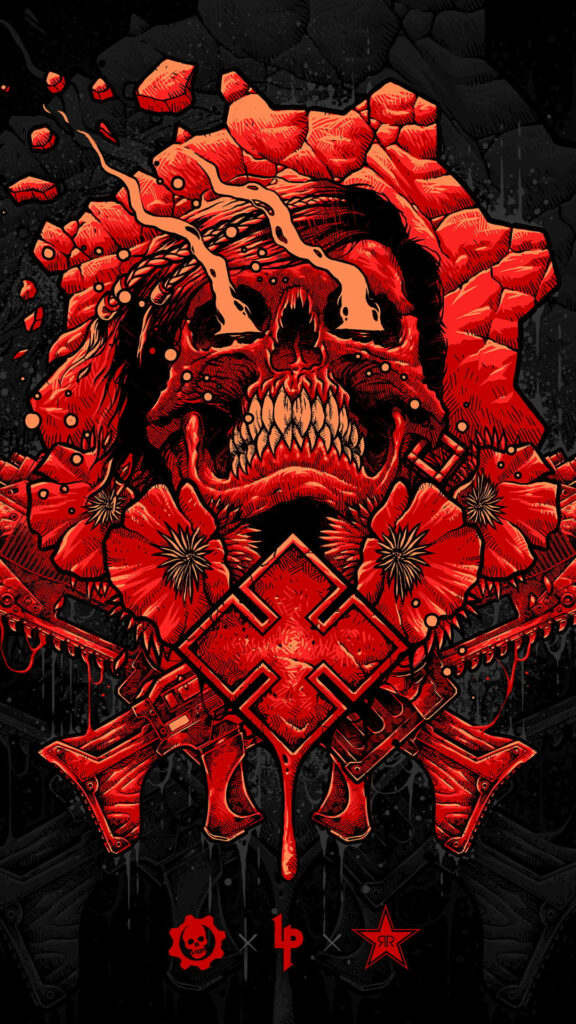 Abstractly Intricate: Exquisite Skull Design for Gears 5 Phone Wallpaper