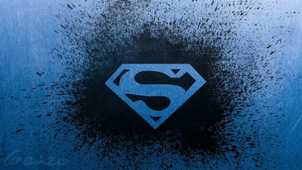 Embracing Abstractity: A Captivating Snapshot of a Mysterious Smudged Blue Superman Logo Wallpaper