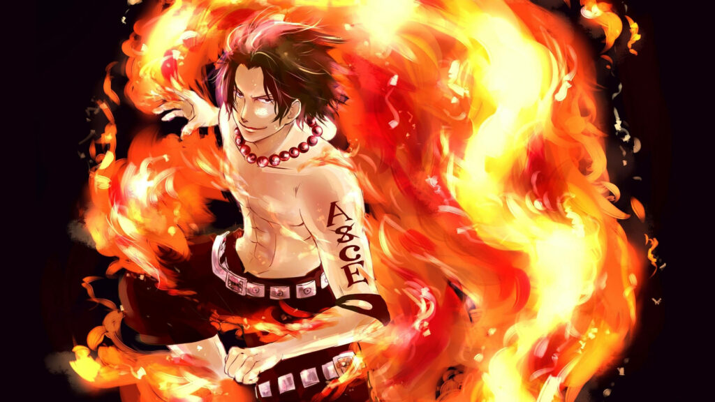 Inferno Ignited: A Blazing Portrait of One Piece's Fire Summoner Ace Wallpaper