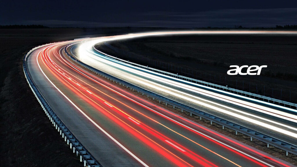 Acer wallpaper highway time lapse with red and white light streaks showcasing speed innovation