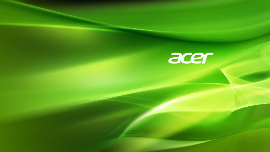 Acer logo on neon lime green waves vibrant technology wallpaper background for modern devices