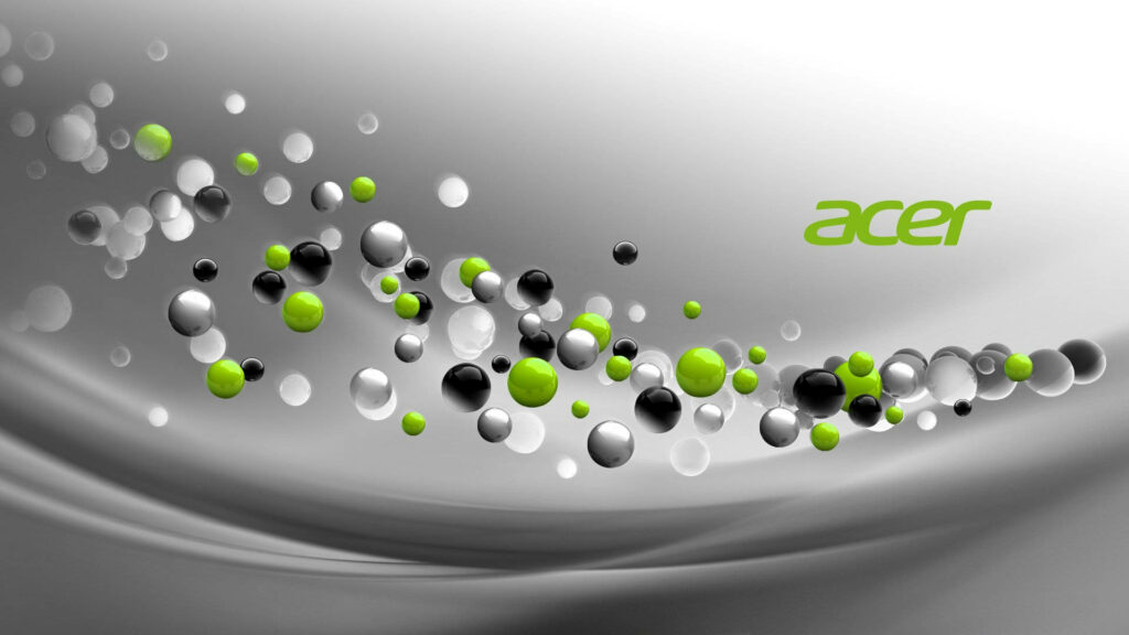 Acer Logo Wallpaper: Sleek Gray with Green and Black Spheres