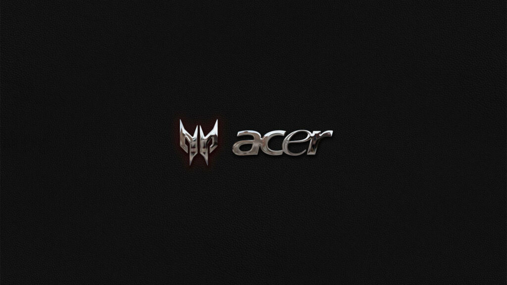 Black wallpaper with metallic Acer Predator logo and Acer branding for gaming laptops