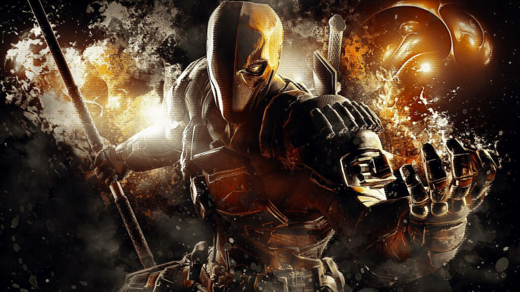 Action-Packed Deathstroke Wallpaper with Dramatic Dark Background