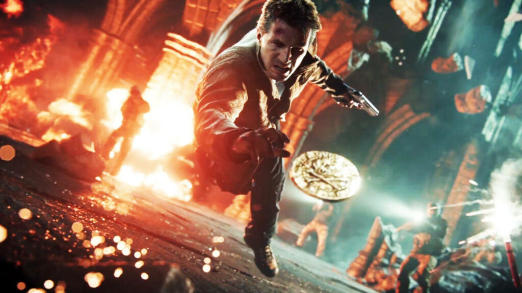 Uncharted Nathan Drake Wallpaper: Action-Packed Adventure Scene