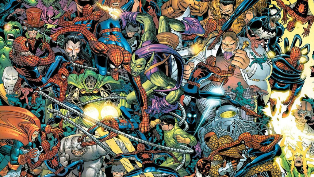 Dynamic Spider-Man Villains Wallpaper - Iconic Comic Art Background