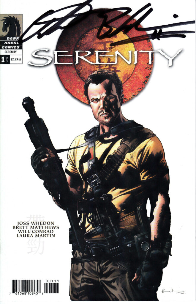 Adam Baldwin as Serenity hero armed confident pose red circle background sci fi wallpaper