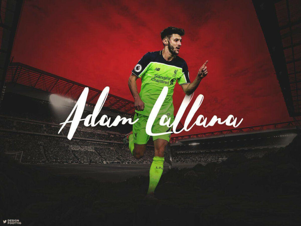 Adam Lallana Liverpool kit dynamic wallpaper bold red background stadium silhouette energy