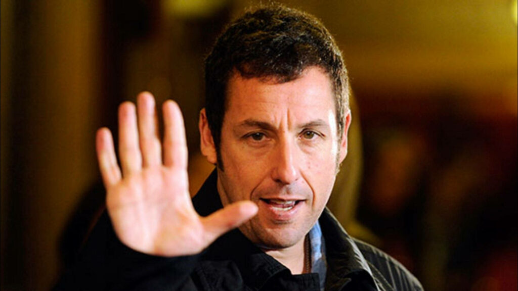 Adam Sandler raising hand in stop gesture bold wallpaper background for fans and wallpapers