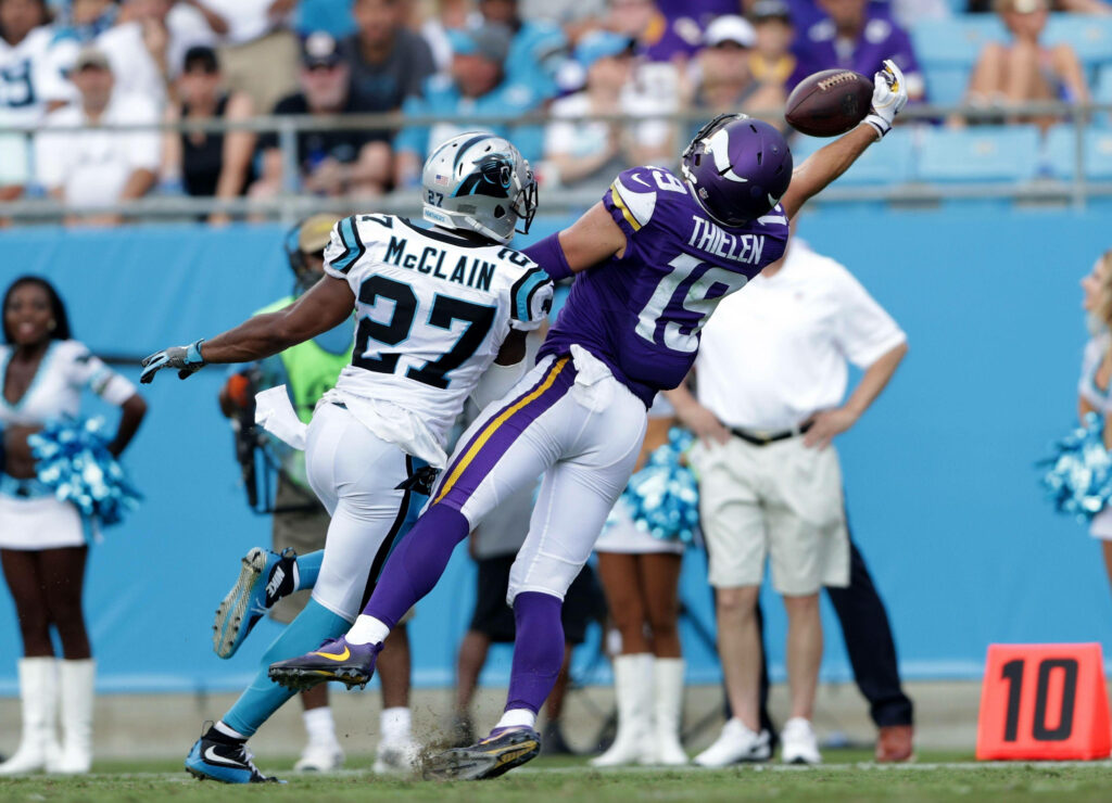 Adam Thielen's Incredible One-Handed Catch - Football Wallpaper