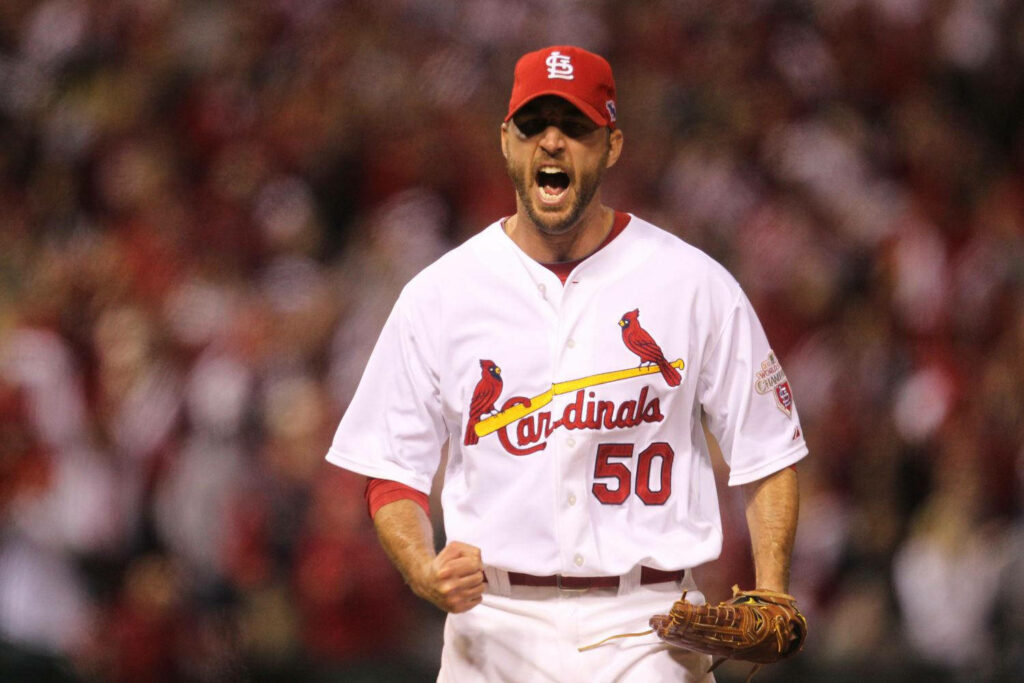 Adam Wainwright intense emotion yelling St Louis Cardinals baseball game wallpaper background