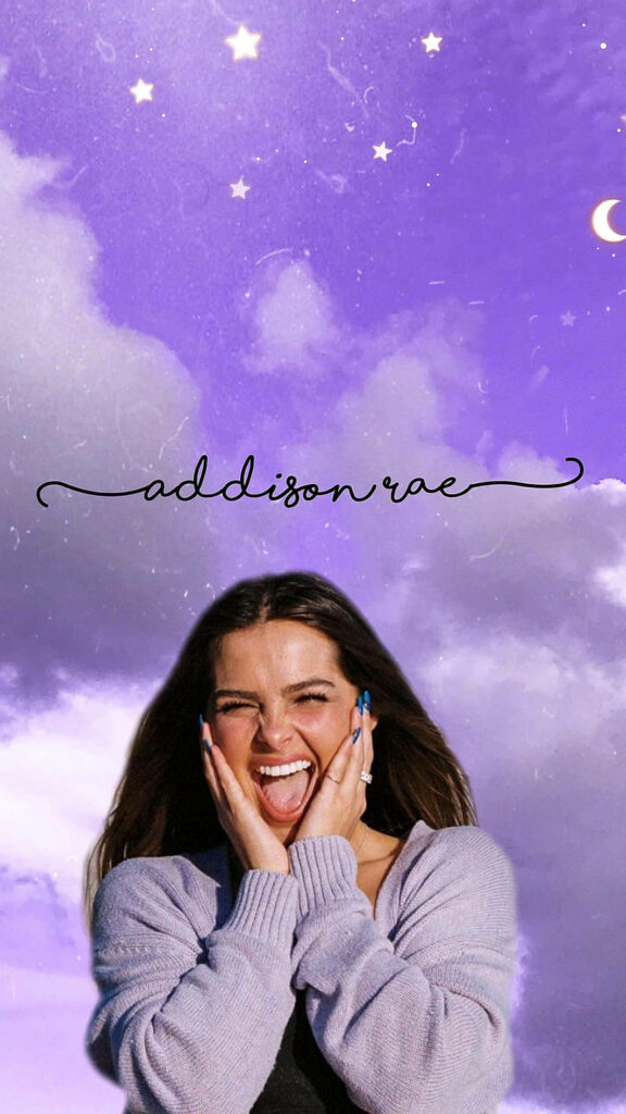 Addison Rae Wallpaper: Dreamy Purple Clouds & Whimsical Stars