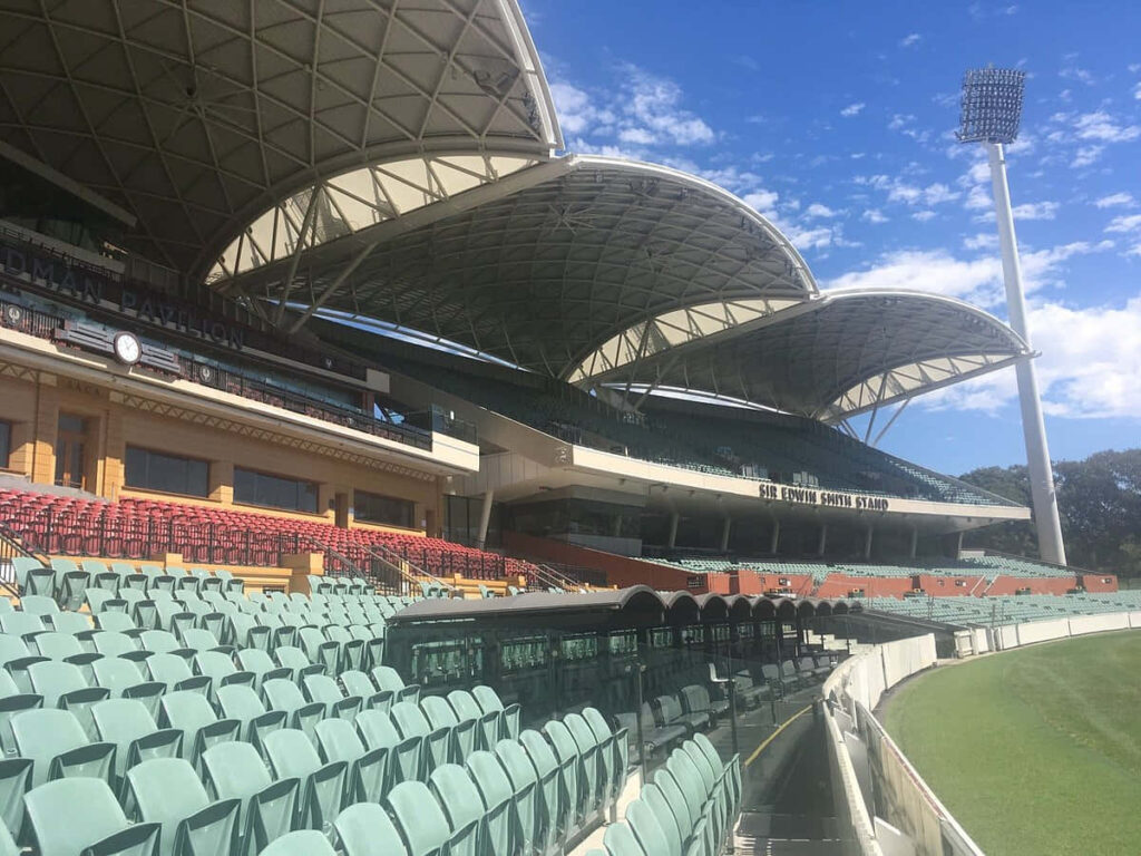 Adelaide Oval Stadium seating and stands with modern architecture and spacious spectator areas Wallpaper